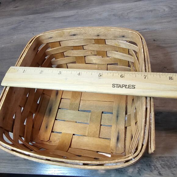 Vintage Longaberger Small Basket Handwoven Brown Square Wood Signed 1994 Cottage - Picture 10 of 11